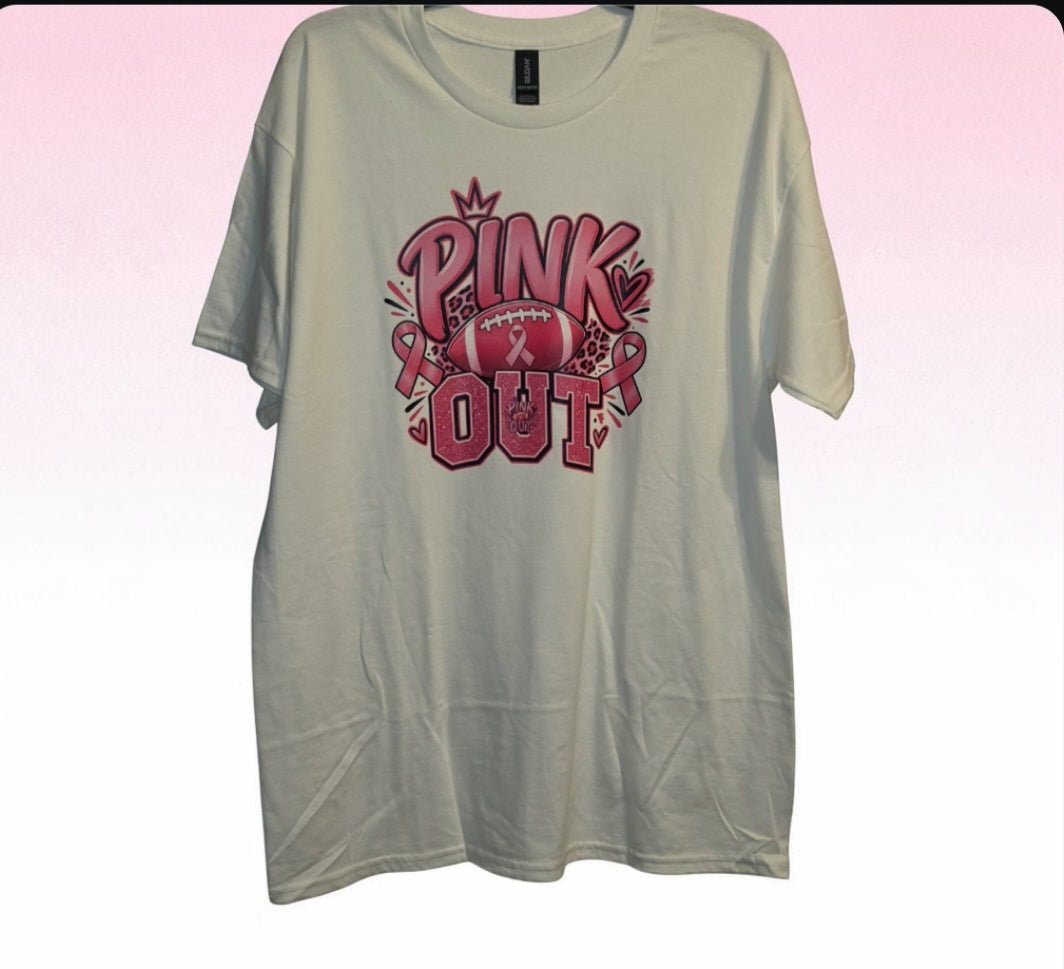 Large white pink out shirt