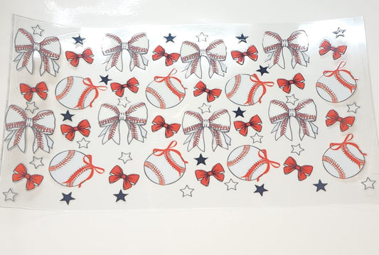 Baseball with bows 16oz wrap