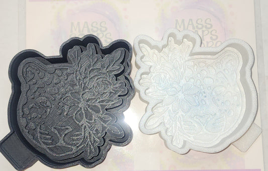 Cheetah with flowers freshie mold
