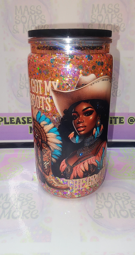 Boots on the ground snowglobe tumbler