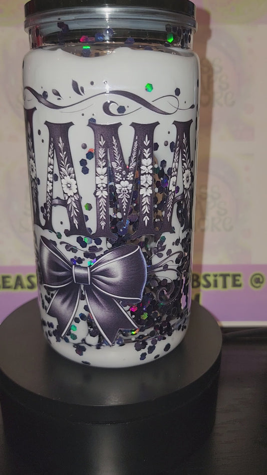 Black and white tumbler bow