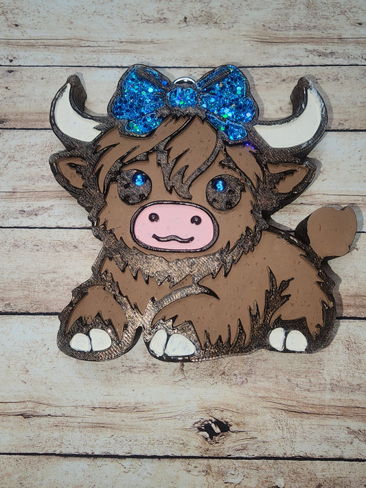 Blue bow cow freshie