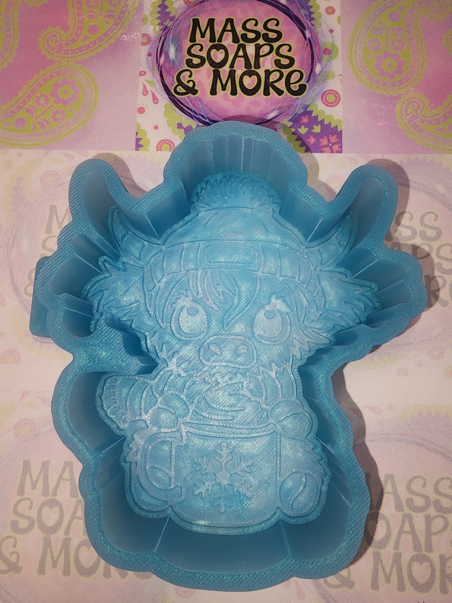 Cow with Christmas mug freshie mold
