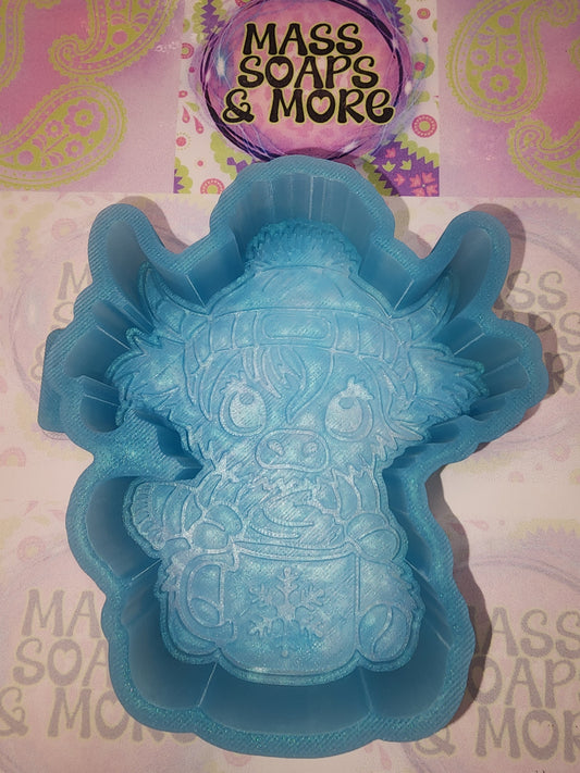 Cow with Christmas mug freshie mold