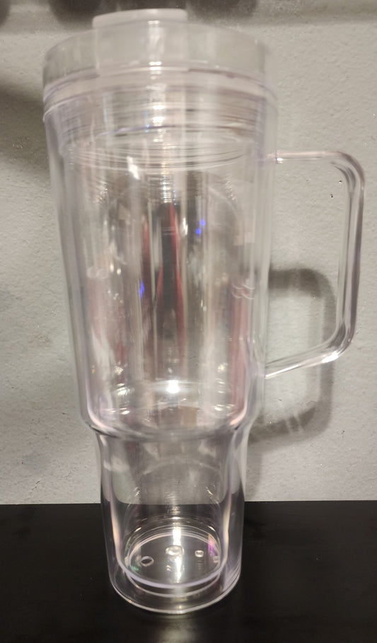 30 oz acrylic snow globe tumbler with handle