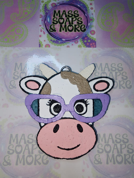 Cow with glasses car freshie